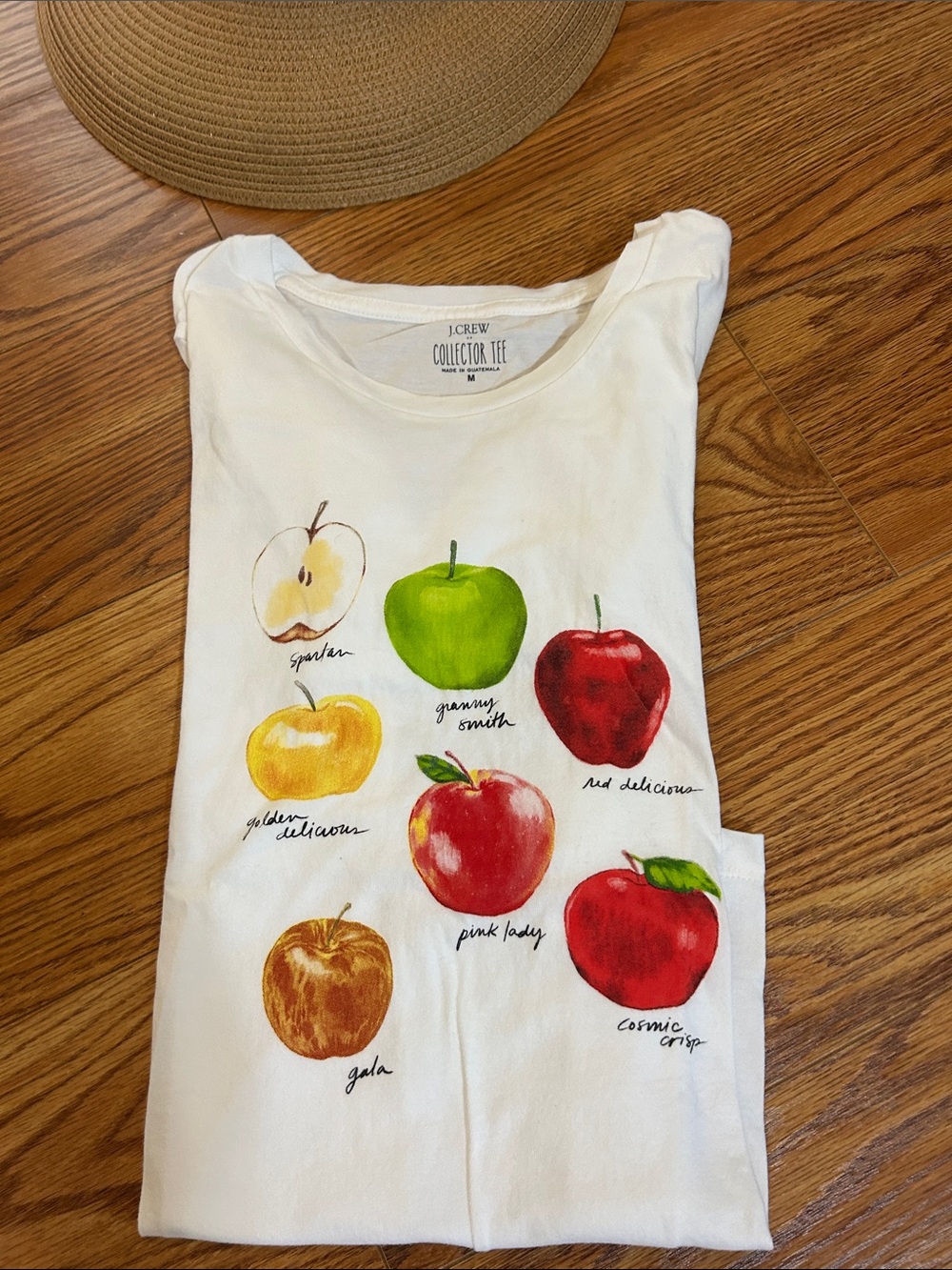 J. Crew white Tee with Multicolor Apple Print